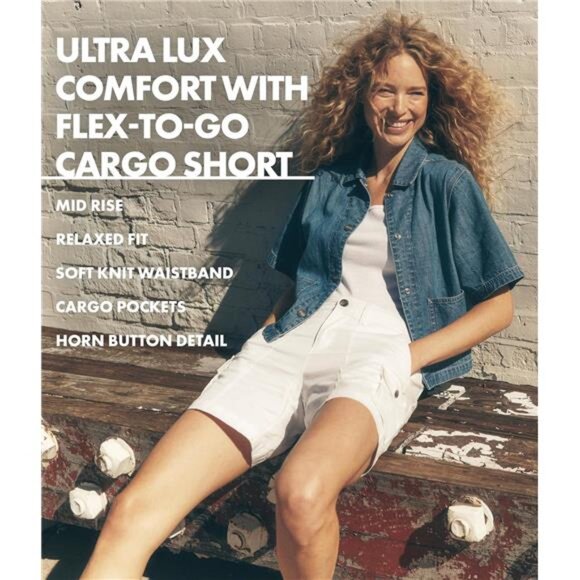 Women's Poppy Ultra Lux Comfort‎ With Flex-to-go Cargo Short Denim Jeans - Picture 5 of 6